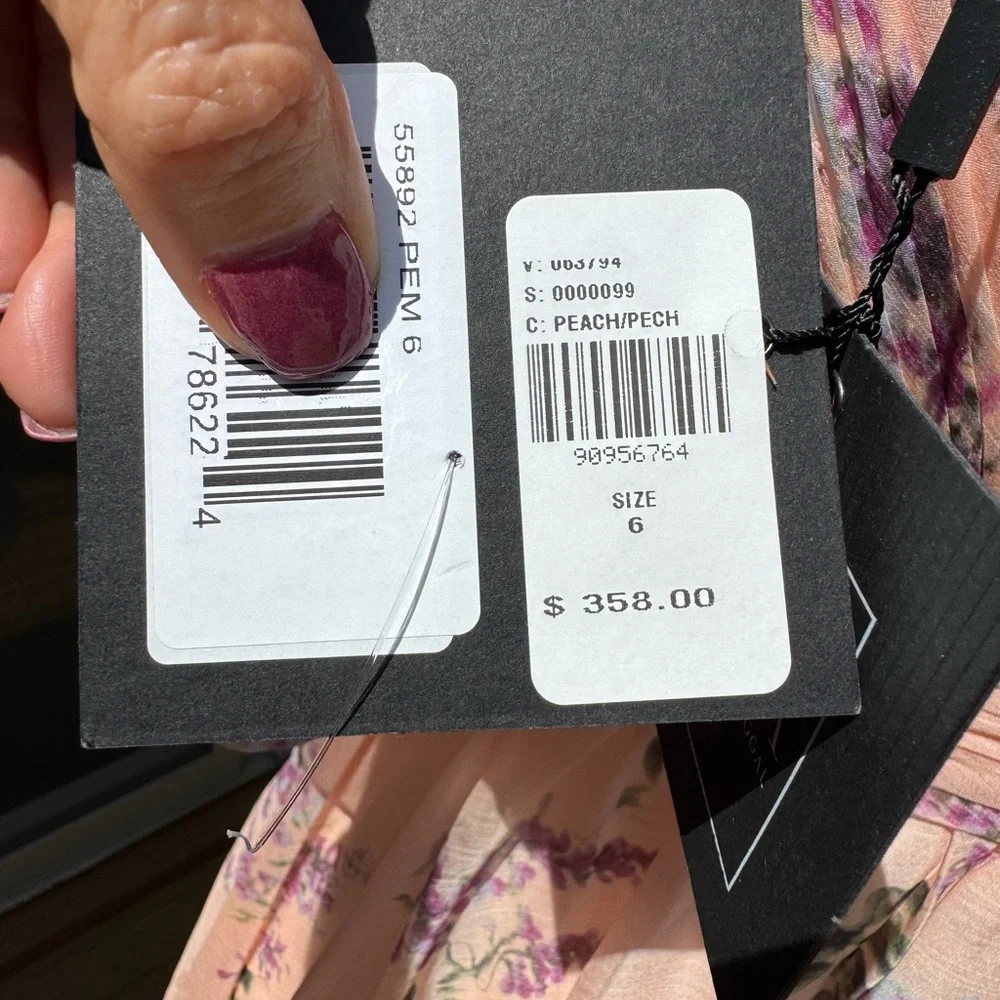 Ieena for Mac Duggal Pink Floral Flutter Sleeve Deep V Neck Mini Dress Size 6 - Picture 10 of 16